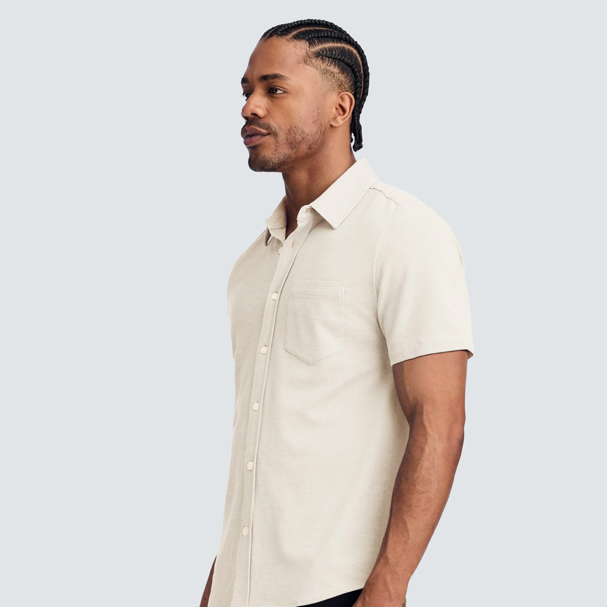 Men's Relaxed Short Sleeve Merino Button-Up - Image 9