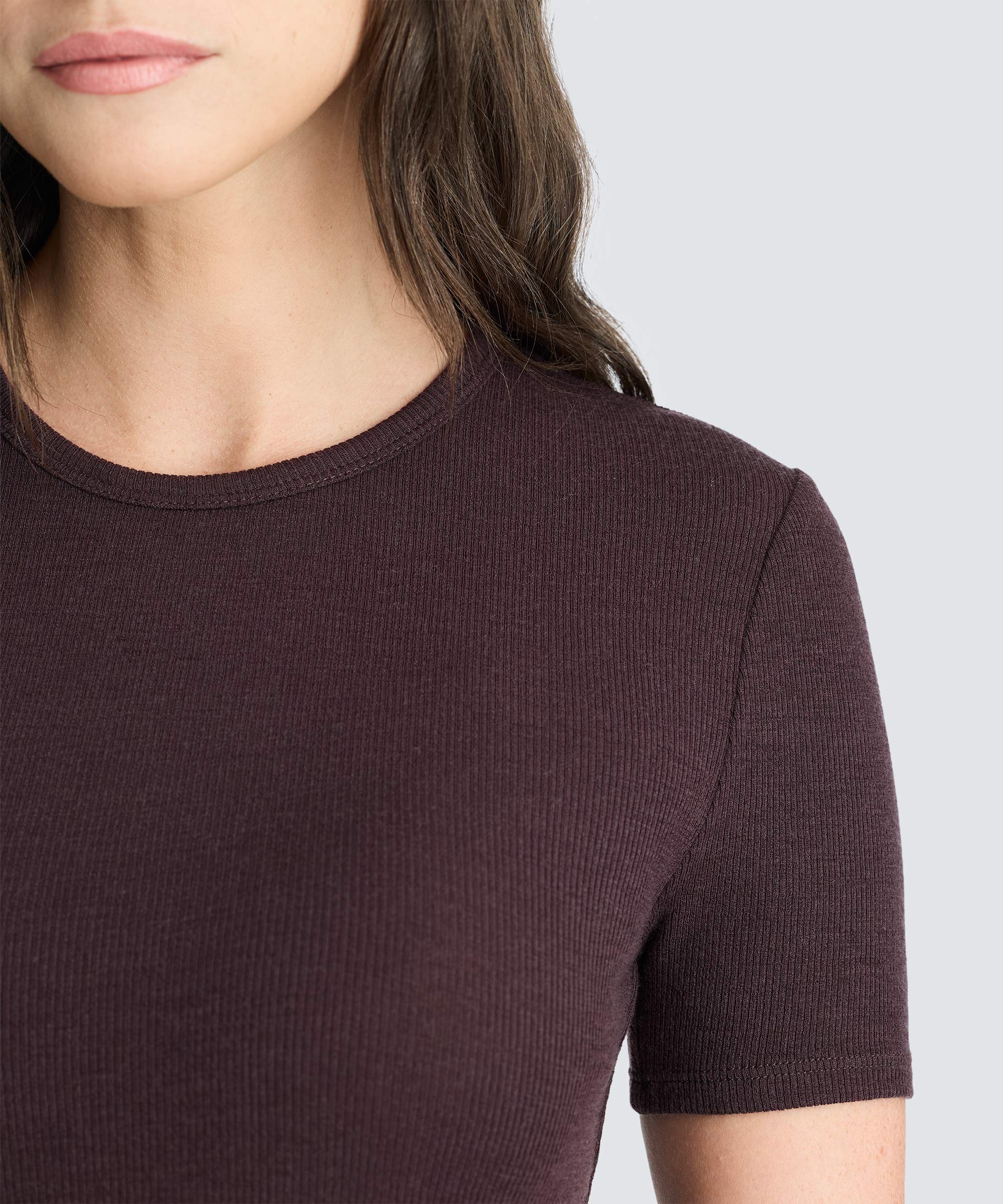 Women's Rib Fitted Crew Neck T-Shirt - Image 32